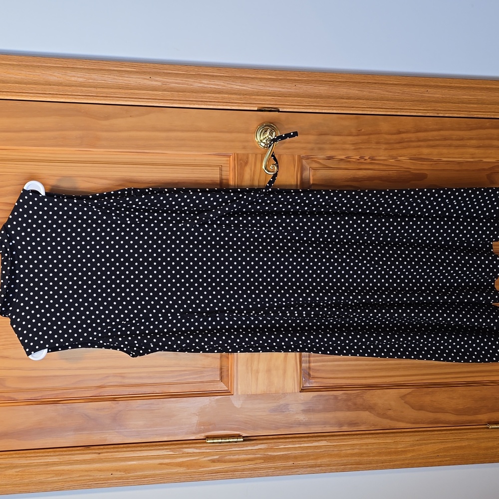 Christopher & Banks Black White Spotted V-Neck Maxi Dress - Picture 3 of 3